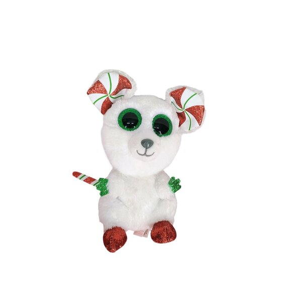 Ty Beanie Boo Chimney The Mouse Christmas Red White Green 7 Inch Plush Toy - Picture 1 of 7